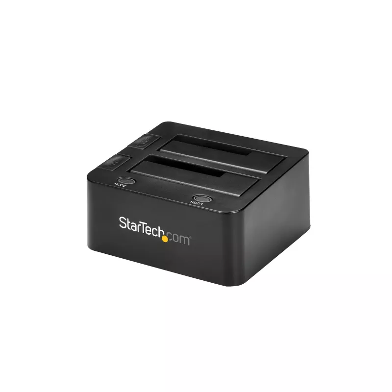 Estação de acoplamento StarTech.com Dual-Bay USB 3.0 para SATA, dock para disco rígido USB, estação de acoplamento externa 2,5/3,5 polegadas SATA I/II/III SSD/HDD, baía de disco rígido hot-swap, carregamento superior