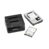 Estação de acoplamento StarTech.com Dual-Bay USB 3.0 para SATA, dock para disco rígido USB, estação de acoplamento externa 2,5/3,5 polegadas SATA I/II/III SSD/HDD, baía de disco rígido hot-swap, carregamento superior