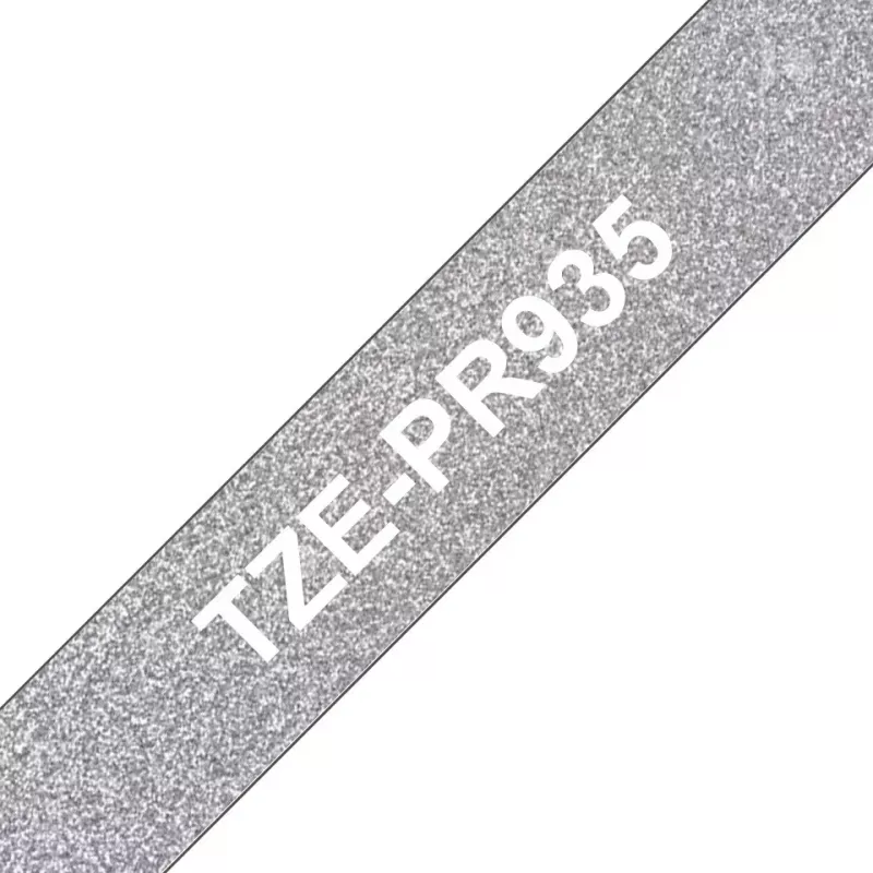 Fita de etiquetagem Brother TZE-PR935 branco sobre prateado