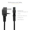 Cabo de alimentação para portátil StarTech.com 1,8 m (6 ft) UK, BS 1363 para C5 (trevo), 2,5 A 250 V, 18 AWG, cabo de substituição para portátil UK, cabo de alimentação para impressora, cabo de carregamento para portátil, cabo de fonte de alimentação para portátil
