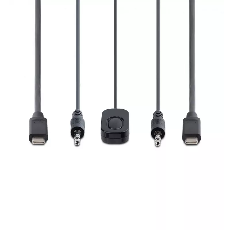 Switch KVM StarTech.com 2 portas cabo USB-C, saída DisplayPort 4K 60Hz, KVM compacto com cabos integrados de 1,2 m USB Type-C/áudio, alimentado por bus - botão de controlo remoto/comutação por tecla de atalho