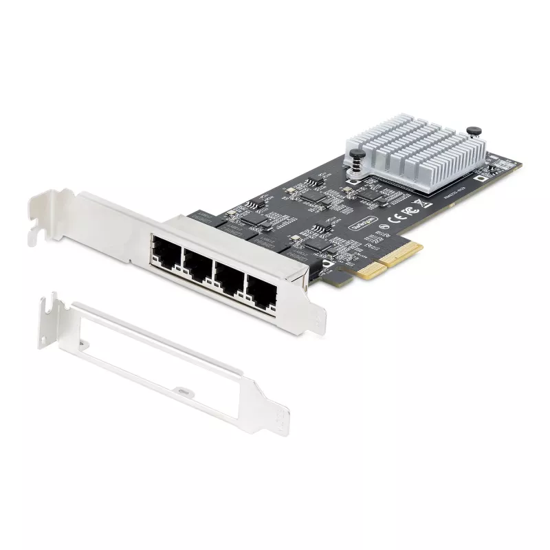 Placa de rede StarTech.com 4 portas 2,5 Gbit/s NBASE-T PCIe, Intel I225-V, placa de rede de computador de quatro portas, NIC multi-gigabit, placa LAN para servidor PCI Express, interface Ethernet para desktop