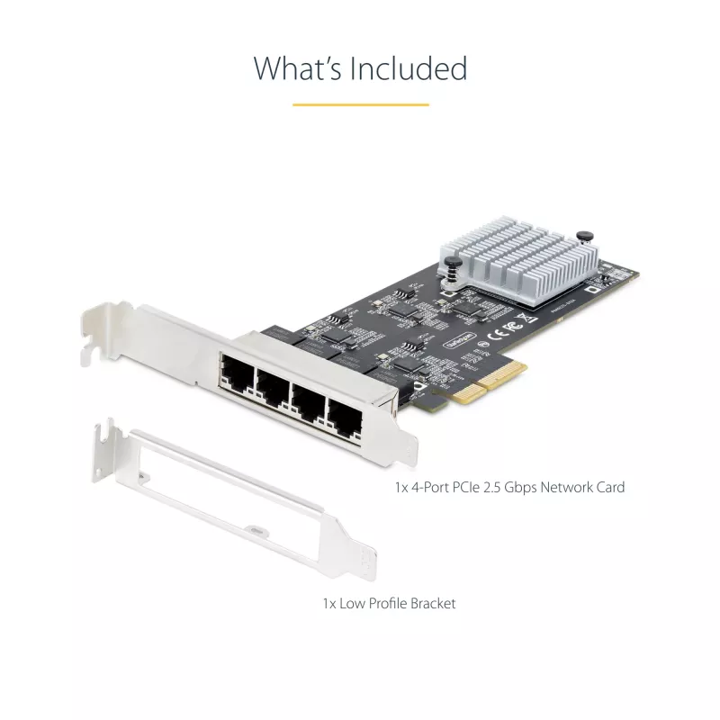 Placa de rede StarTech.com 4 portas 2,5 Gbit/s NBASE-T PCIe, Intel I225-V, placa de rede de computador de quatro portas, NIC multi-gigabit, placa LAN para servidor PCI Express, interface Ethernet para desktop