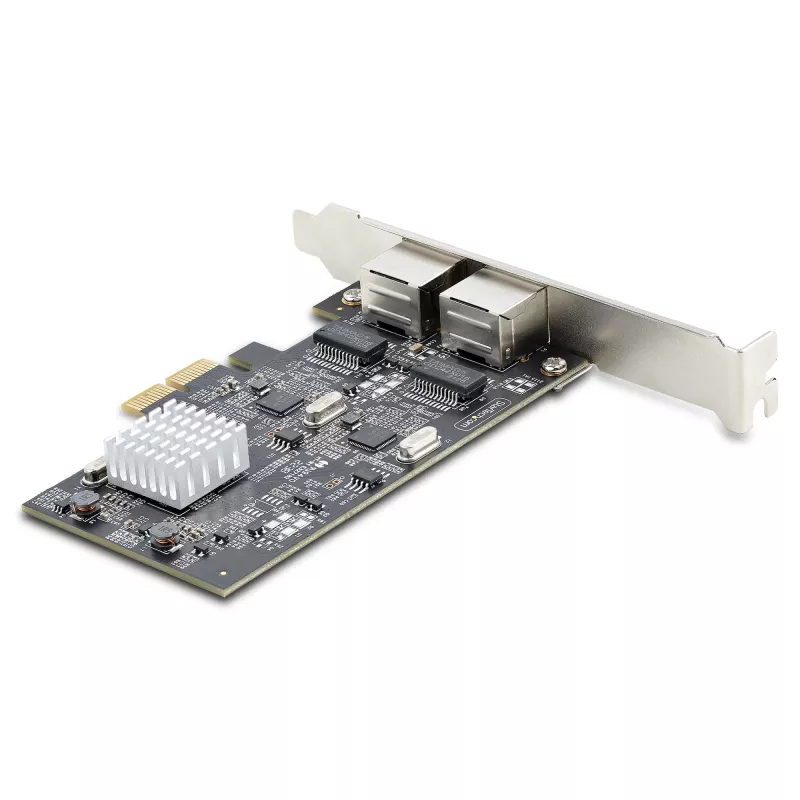 Placa de rede StarTech.com 2 portas 2.5Gbps NBASE-T PCIe, Intel I225-V, placa de rede de computador de duas portas, NIC multi-gigabit, placa LAN para servidor PCI Express, interface Ethernet para desktop