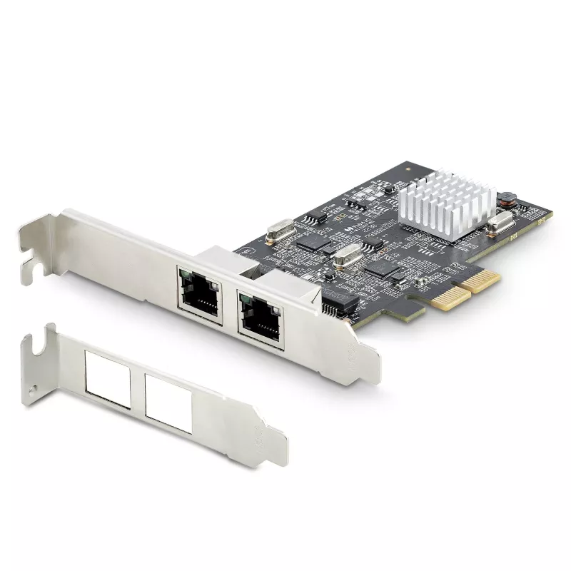 Placa de rede StarTech.com 2 portas 2.5Gbps NBASE-T PCIe, Intel I225-V, placa de rede de computador de duas portas, NIC multi-gigabit, placa LAN para servidor PCI Express, interface Ethernet para desktop