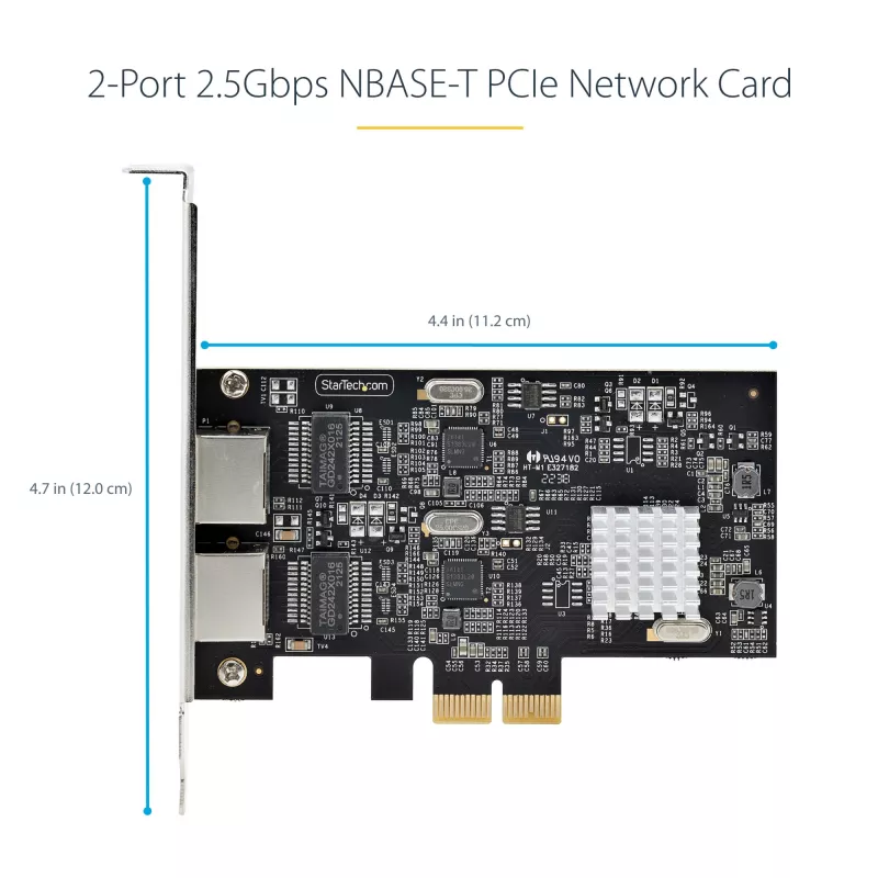 Placa de rede StarTech.com 2 portas 2.5Gbps NBASE-T PCIe, Intel I225-V, placa de rede de computador de duas portas, NIC multi-gigabit, placa LAN para servidor PCI Express, interface Ethernet para desktop