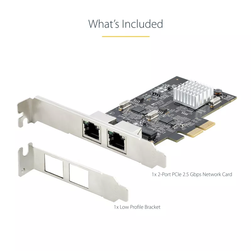 Placa de rede StarTech.com 2 portas 2.5Gbps NBASE-T PCIe, Intel I225-V, placa de rede de computador de duas portas, NIC multi-gigabit, placa LAN para servidor PCI Express, interface Ethernet para desktop