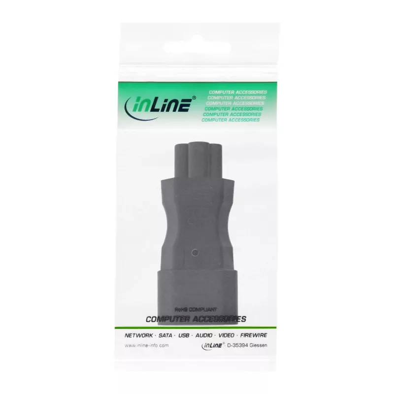 Adaptador de fonte de alimentação InLine IEC 60320 C14 / C5, 3 pinos, dispositivo IEC / portátil