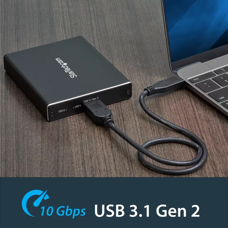 Caixa para duas unidades StarTech.com para SSD M.2 SATA - USB 3.1 (10 Gbit/s) - RAID