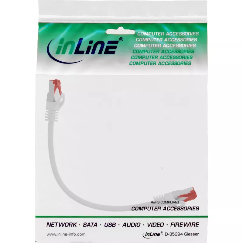 Cabo patch InLine S/FTP PiMF Cat.6 250 MHz PVC cobre branco 0,25 m
