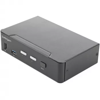 Switch KVM StarTech.com 2 portas HDMI - monitor único 4K 60Hz Ultra HD HDR - switch KVM HDMI 2.0 para desktop com hub USB 3.0 de 2 portas (5 Gbit/s) e 4x USB 2.0 HID, áudio - comutação por tecla de atalho - TAA