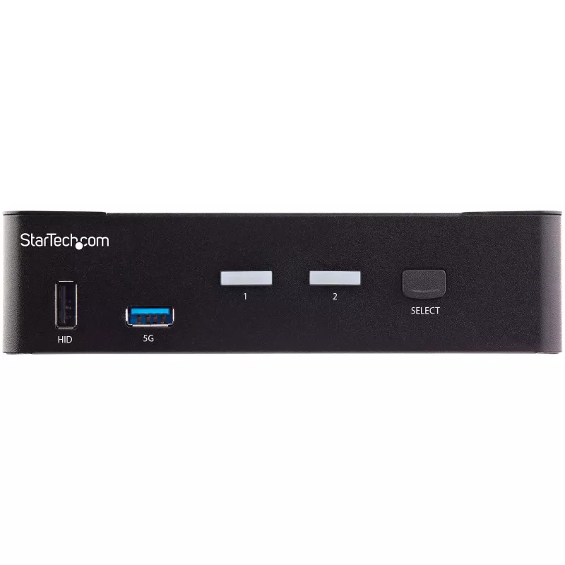 Switch KVM StarTech.com 2 portas HDMI - monitor único 4K 60Hz Ultra HD HDR - switch KVM HDMI 2.0 para desktop com hub USB 3.0 de 2 portas (5 Gbit/s) e 4x USB 2.0 HID, áudio - comutação por tecla de atalho - TAA