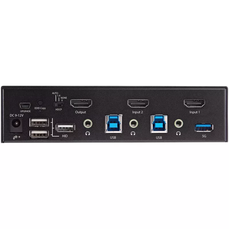 Switch KVM StarTech.com 2 portas HDMI - monitor único 4K 60Hz Ultra HD HDR - switch KVM HDMI 2.0 para desktop com hub USB 3.0 de 2 portas (5 Gbit/s) e 4x USB 2.0 HID, áudio - comutação por tecla de atalho - TAA