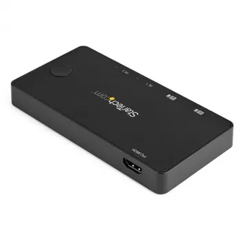 Switch KVM StarTech.com 2 portas USB-C - 4K 60 Hz HDMI - switch KVM mini desktop compacto de duas portas UHD USB Type-C com cabos USB-C - alimentado por bus - MacBook iPad Pro ThinkPad IdeaPad EliteBook