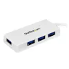 Hub StarTech.com 4 portas SuperSpeed Mini USB 3.0 portátil – branco