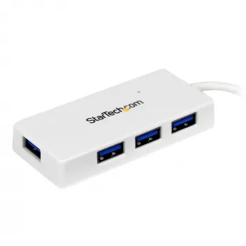 Hub StarTech.com 4 portas SuperSpeed Mini USB 3.0 portátil – branco