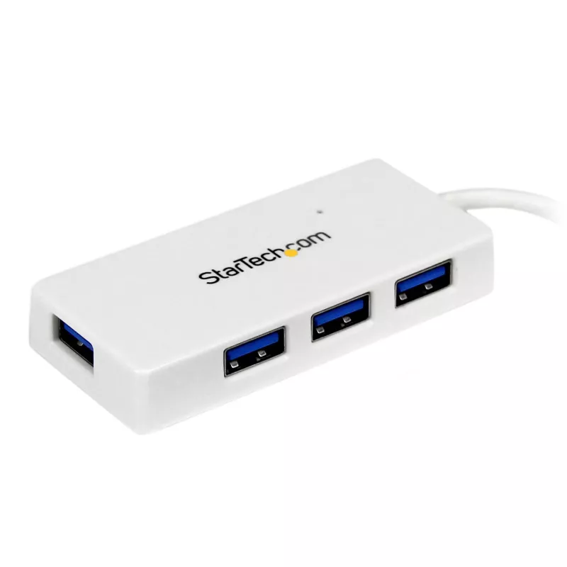 Hub StarTech.com 4 portas SuperSpeed Mini USB 3.0 portátil – branco