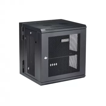 Armário de rede StarTech.com 4-Post 12U para montagem na parede com prateleira 1U, armário de servidor de 19 polegadas rebatível para montagem na parede para equipamento de dados/AV/eletrónica/informática, caixa de rack ventilada flexível