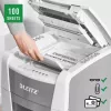 Destruidora de documentos LEITZ IQ Autofeed Small Office 100, corte cruzado P-4, 8 folhas, entrada 22 cm, depósito 34 L, cinzento