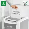 Destruidora de documentos LEITZ IQ Autofeed Small Office 100, corte cruzado P-4, 8 folhas, entrada 22 cm, depósito 34 L, cinzento