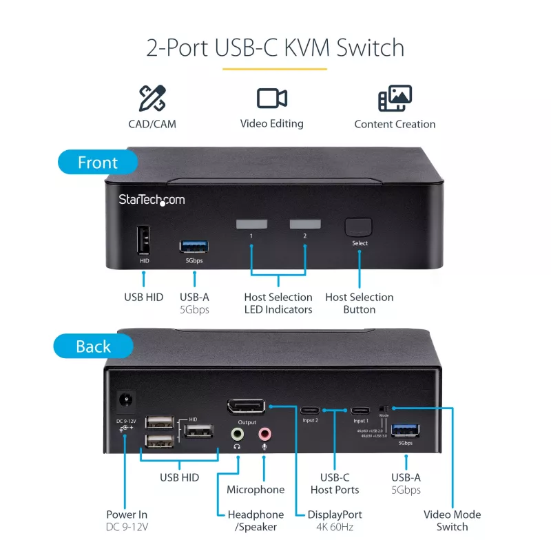 Switch KVM StarTech.com SV231DPUCA preto