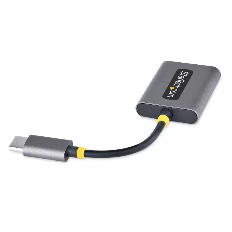 Divisor de auscultadores USB-C StarTech.com, adaptador USB Type-C para dois headsets com entrada de microfone, adaptador USB-C para áudio de 3,5 mm/dongle para auscultadores, USB-C para tomada de áudio/saída auxiliar, DAC de 24 bits