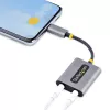 Divisor de auscultadores USB-C StarTech.com, adaptador USB Type-C para dois headsets com entrada de microfone, adaptador USB-C para áudio de 3,5 mm/dongle para auscultadores, USB-C para tomada de áudio/saída auxiliar, DAC de 24 bits