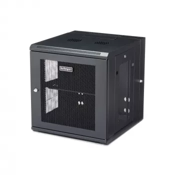 Armário de rede StarTech.com 4-Post 12U para montagem na parede com prateleira 1U, armário de servidor de 19 polegadas rebatível para montagem na parede para equipamento de dados / AV / eletrónica / informática, caixa de rack ventilada flexível