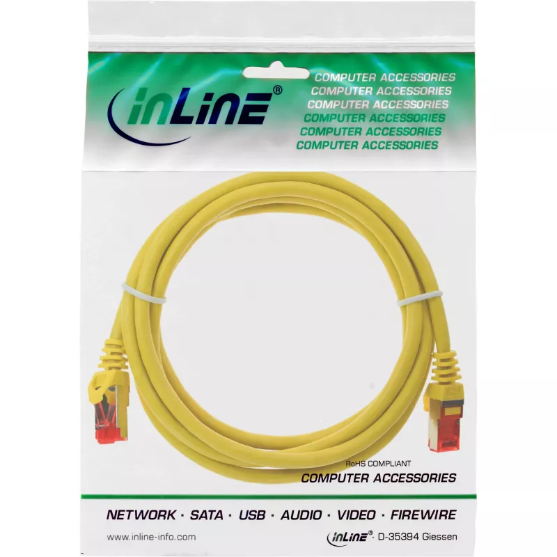 Cabo de rede InLine S/FTP PiMF Cat.6 250MHz PVC cobre amarelo 1m