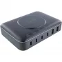 InLine Qi Powerstation Multiport carregador, 4x USB-C + 2x USB-A, GaN 100 W, carregamento sem fios 15 W, preto (31517K)