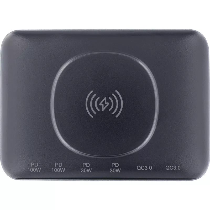 InLine Qi Powerstation Multiport carregador, 4x USB-C + 2x USB-A, GaN 100 W, carregamento sem fios 15 W, preto (31517K)