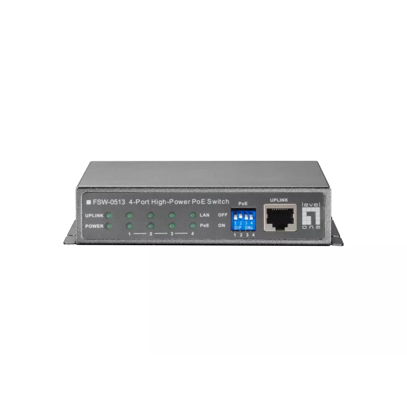 Switch Fast Ethernet PoE LevelOne 5 portas, 4 saídas PoE, 120 W, fonte de alimentação incluída