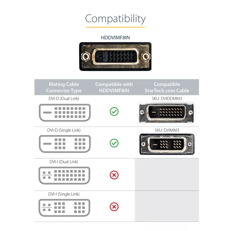 Adaptador de cabo de vídeo HDMI para DVI-D StarTech.com 8in – HDMI macho para DVI fêmea