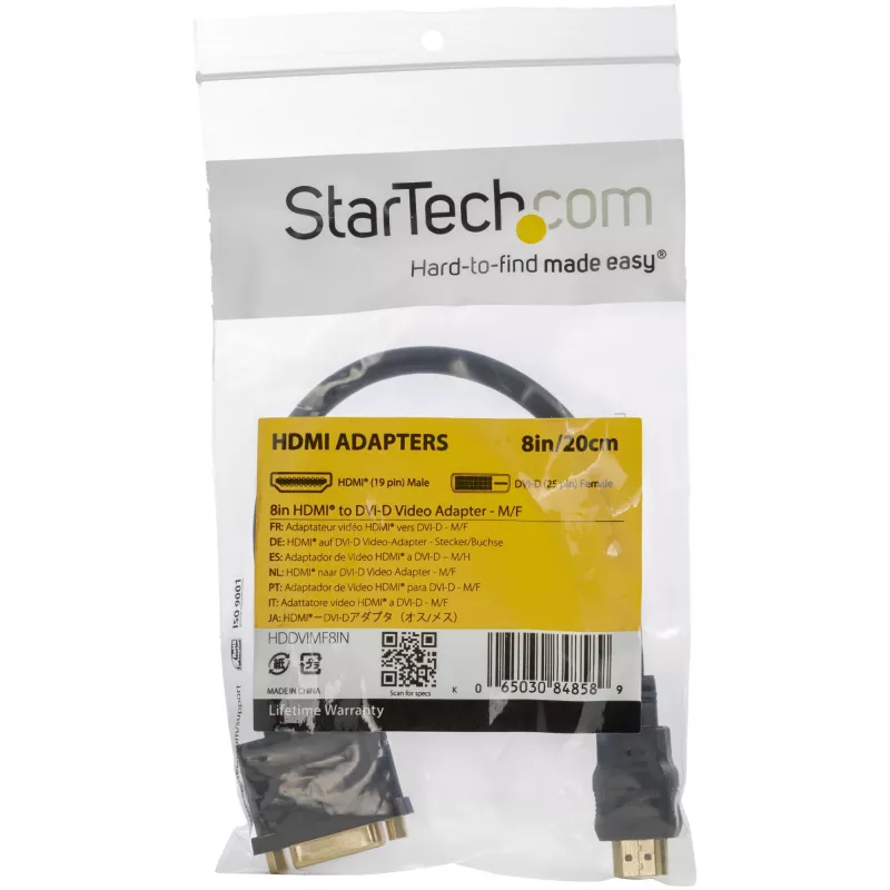Adaptador de cabo de vídeo HDMI para DVI-D StarTech.com 8in – HDMI macho para DVI fêmea