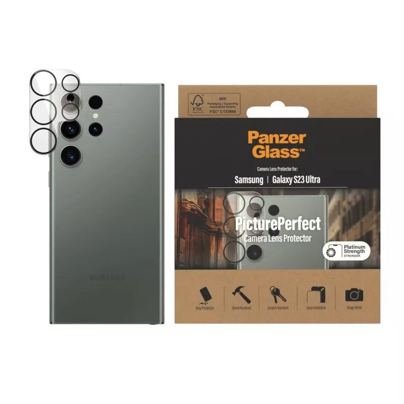 Proteção de objetiva PanzerGlass Samsung Galaxy S23 Ultra resistente a riscos e impactos