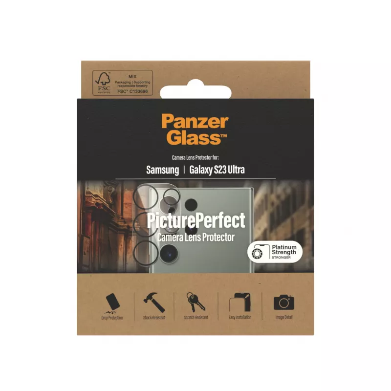 Proteção de objetiva PanzerGlass Samsung Galaxy S23 Ultra resistente a riscos e impactos