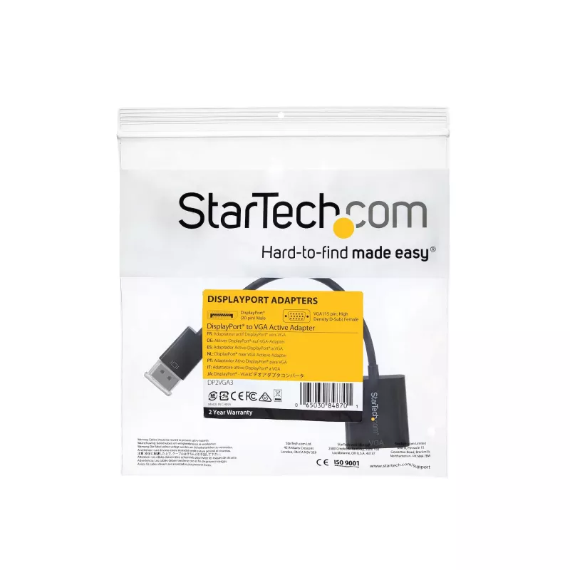 Adaptador StarTech.com DisplayPort para VGA – Conversor ativo DP para VGA – Vídeo 1080p – Adaptador de cabo DP/DP++ para monitor VGA – Dongle adaptador DP para VGA digital para analógico – DP 1.2 para VGA