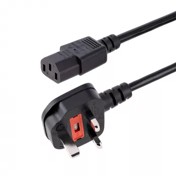 Cabo de alimentação StarTech.com 10ft (3m) UK para computador, 18AWG, BS 1363 para C13, 10A 250V, cabo de alimentação AC de substituição preto, cabo de alimentação UK / cabo de alimentação para PC, cabo de alimentação para TV/monitor