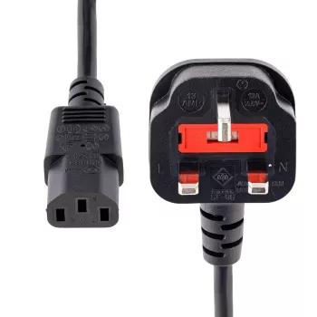 Cabo de alimentação StarTech.com 10ft (3m) UK para computador, 18AWG, BS 1363 para C13, 10A 250V, cabo de alimentação AC de substituição preto, cabo de alimentação UK / cabo de alimentação para PC, cabo de alimentação para TV/monitor