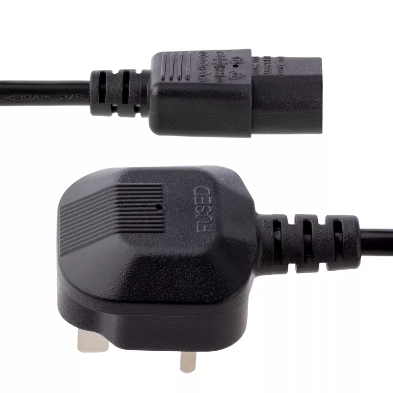 Cabo de alimentação StarTech.com 10ft (3m) UK para computador, 18AWG, BS 1363 para C13, 10A 250V, cabo de alimentação AC de substituição preto, cabo de alimentação UK / cabo de alimentação para PC, cabo de alimentação para TV/monitor