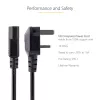 Cabo de alimentação StarTech.com 10ft (3m) UK para computador, 18AWG, BS 1363 para C13, 10A 250V, cabo de alimentação AC de substituição preto, cabo de alimentação UK / cabo de alimentação para PC, cabo de alimentação para TV/monitor