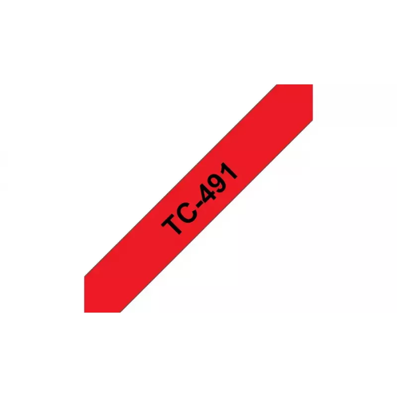 Fita de etiquetagem 9 mm Brother TC491 preto sobre vermelho