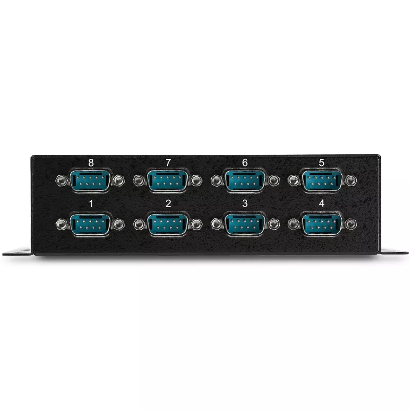 Hub adaptador StarTech.com USB para DB9 RS232 Serial de 8 portas – Montagem industrial em calha DIN e parede