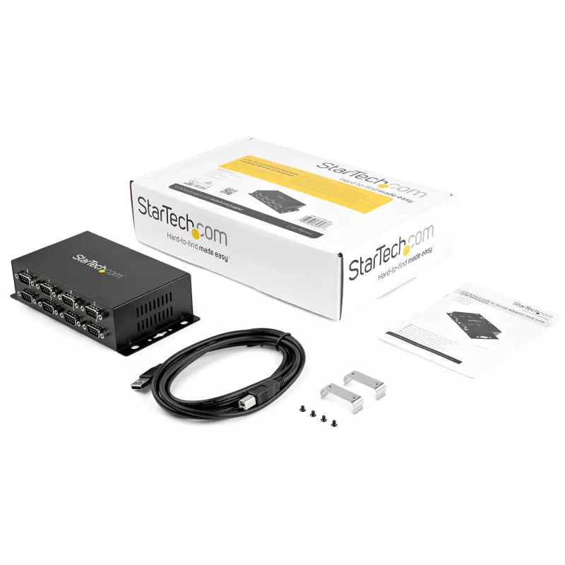 Hub adaptador StarTech.com USB para DB9 RS232 Serial de 8 portas – Montagem industrial em calha DIN e parede