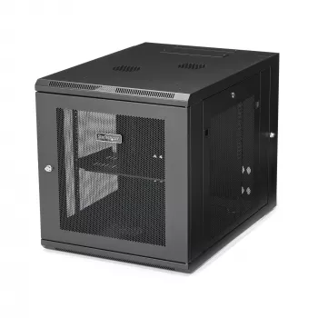 Armário de rede StarTech.com 4 postes 12U para montagem na parede com prateleira 1U, rack de servidor de 19 polegadas dobrável para montagem na parede para dados / AV / eletrónica / equipamento informático, caixa de rack ventilada flexível