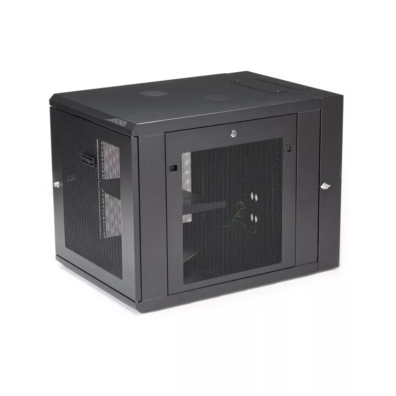 Armário de rede StarTech.com 4 postes 12U para montagem na parede com prateleira 1U, rack de servidor de 19 polegadas dobrável para montagem na parede para dados / AV / eletrónica / equipamento informático, caixa de rack ventilada flexível