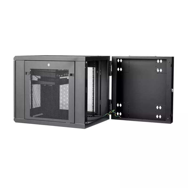 Armário de rede StarTech.com 4 postes 12U para montagem na parede com prateleira 1U, rack de servidor de 19 polegadas dobrável para montagem na parede para dados / AV / eletrónica / equipamento informático, caixa de rack ventilada flexível