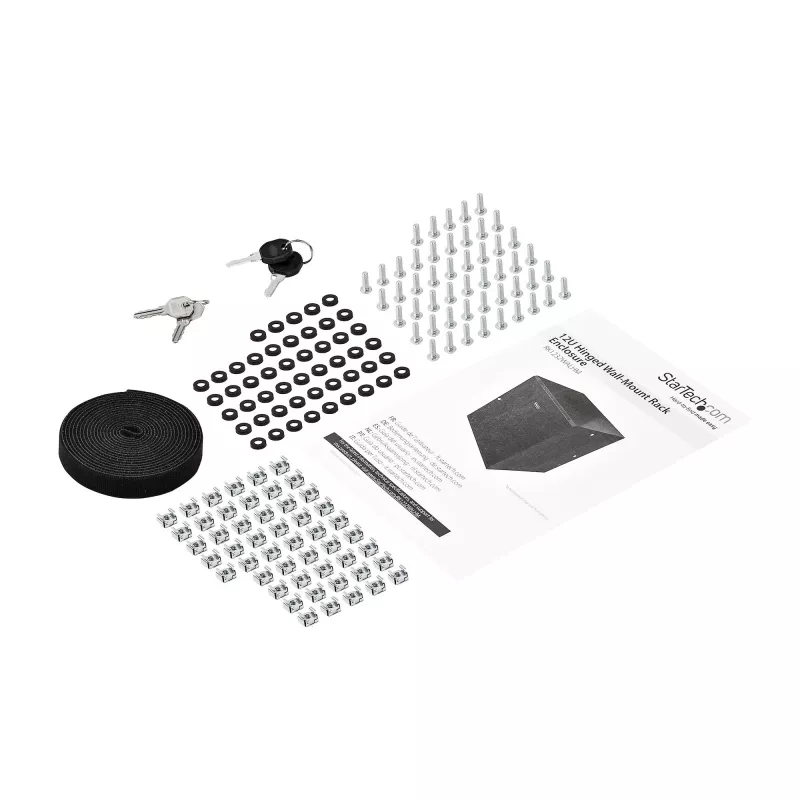Armário de rede StarTech.com 4 postes 12U para montagem na parede com prateleira 1U, rack de servidor de 19 polegadas dobrável para montagem na parede para dados / AV / eletrónica / equipamento informático, caixa de rack ventilada flexível