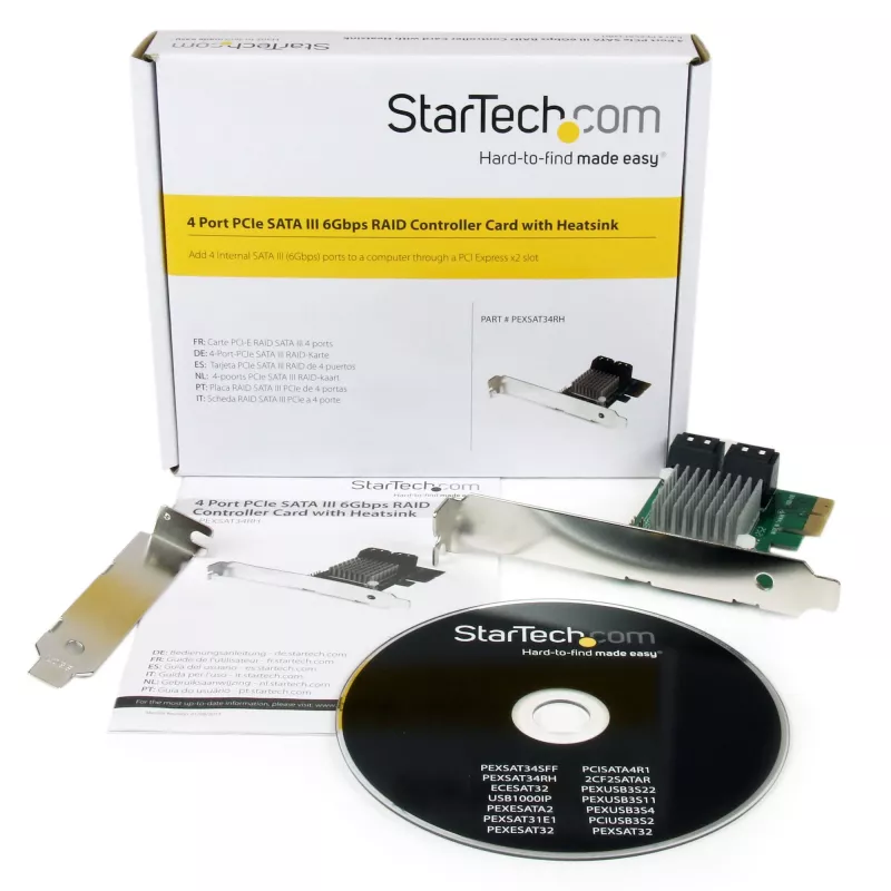 Placa controladora RAID StarTech.com PCI Express 2.0 SATA III 6 Gbit/s de 4 portas com HyperDuo SSD Tiering