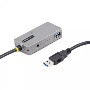 Hub extensor USB StarTech.com, cabo de extensão USB 3.0 de 10m com hub USB-A de 4 portas, cabo repetidor USB ativo/alimentado por bus, fonte de alimentação de 20W opcional incluída, proteção ESD